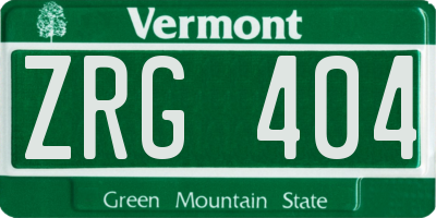 VT license plate ZRG404