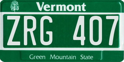 VT license plate ZRG407