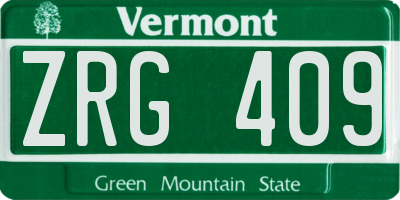 VT license plate ZRG409