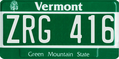 VT license plate ZRG416