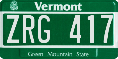 VT license plate ZRG417
