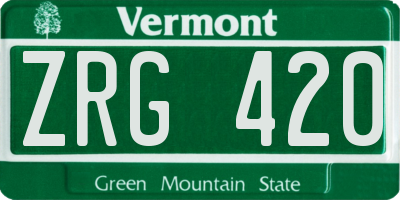 VT license plate ZRG420