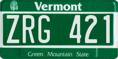 VT license plate ZRG421