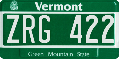 VT license plate ZRG422