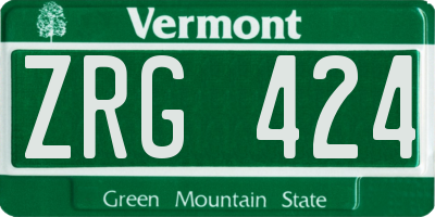 VT license plate ZRG424