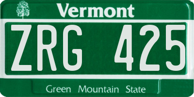 VT license plate ZRG425