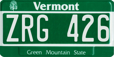 VT license plate ZRG426
