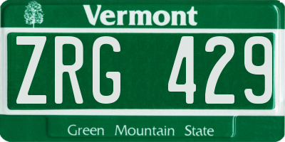 VT license plate ZRG429