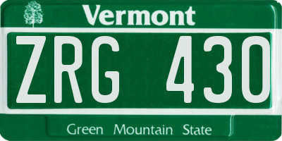 VT license plate ZRG430