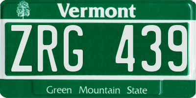 VT license plate ZRG439