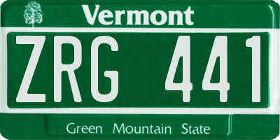 VT license plate ZRG441
