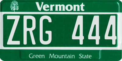 VT license plate ZRG444