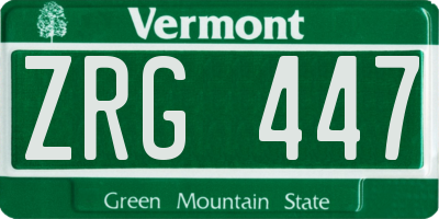 VT license plate ZRG447