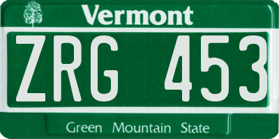 VT license plate ZRG453