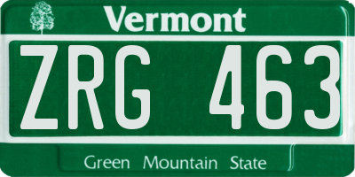 VT license plate ZRG463
