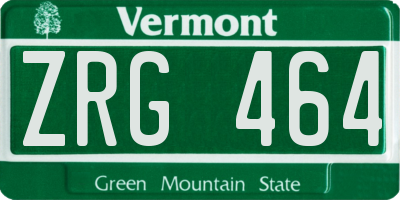 VT license plate ZRG464