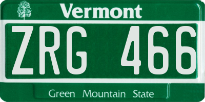 VT license plate ZRG466