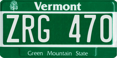 VT license plate ZRG470