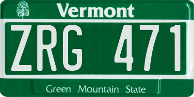 VT license plate ZRG471