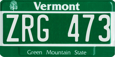 VT license plate ZRG473