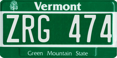 VT license plate ZRG474