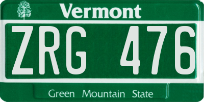 VT license plate ZRG476