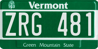 VT license plate ZRG481