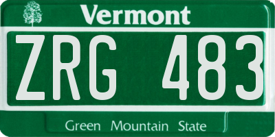 VT license plate ZRG483
