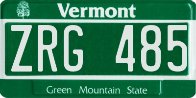 VT license plate ZRG485