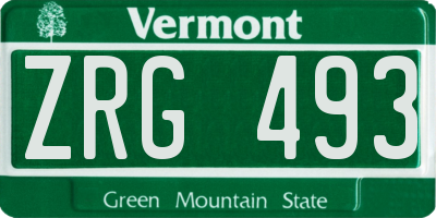 VT license plate ZRG493