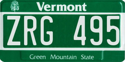 VT license plate ZRG495
