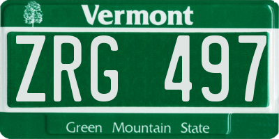 VT license plate ZRG497