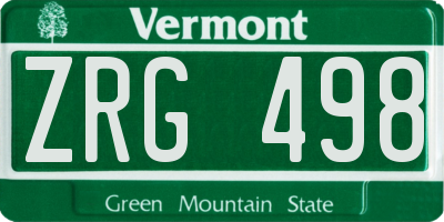 VT license plate ZRG498
