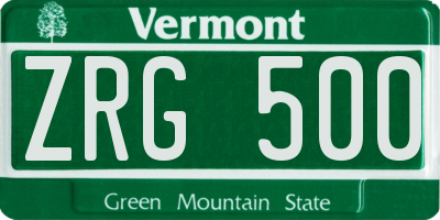 VT license plate ZRG500