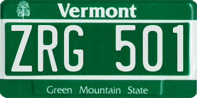 VT license plate ZRG501
