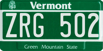 VT license plate ZRG502