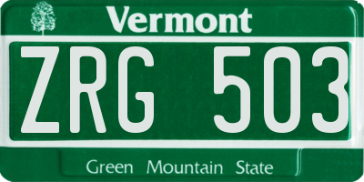 VT license plate ZRG503