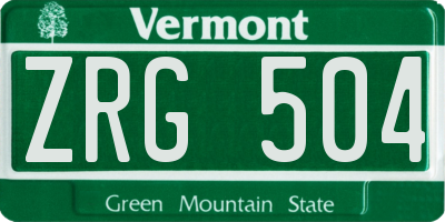 VT license plate ZRG504