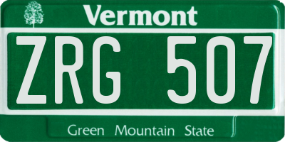 VT license plate ZRG507