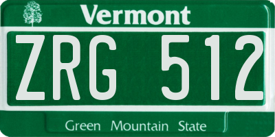 VT license plate ZRG512