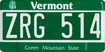 VT license plate ZRG514