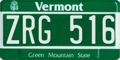 VT license plate ZRG516