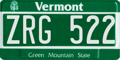 VT license plate ZRG522
