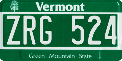 VT license plate ZRG524