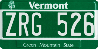VT license plate ZRG526