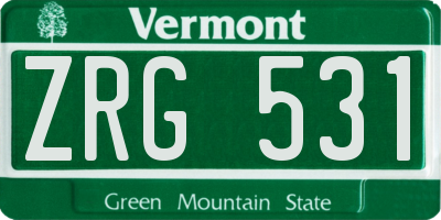 VT license plate ZRG531
