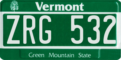 VT license plate ZRG532