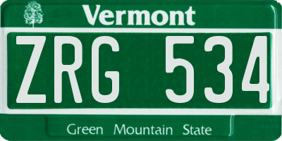 VT license plate ZRG534