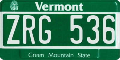 VT license plate ZRG536