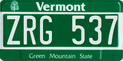 VT license plate ZRG537